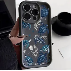 Blue Sea Turtle & Ocean Print Shockproof Phone Case / Fits iPhone 17 ProMax/16 ProMax/15 ProMax & Galaxy S26 Ultra/S25 Ultra/S24 Ultra