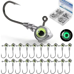20 count Swimbait Jig   Luminous Eyes Fishing Jig Heads for Bass Trout Walleye Jighead Size 1/8OZ 1/5OZ 1/4OZ 3/8OZ Fishing Gifts for Men