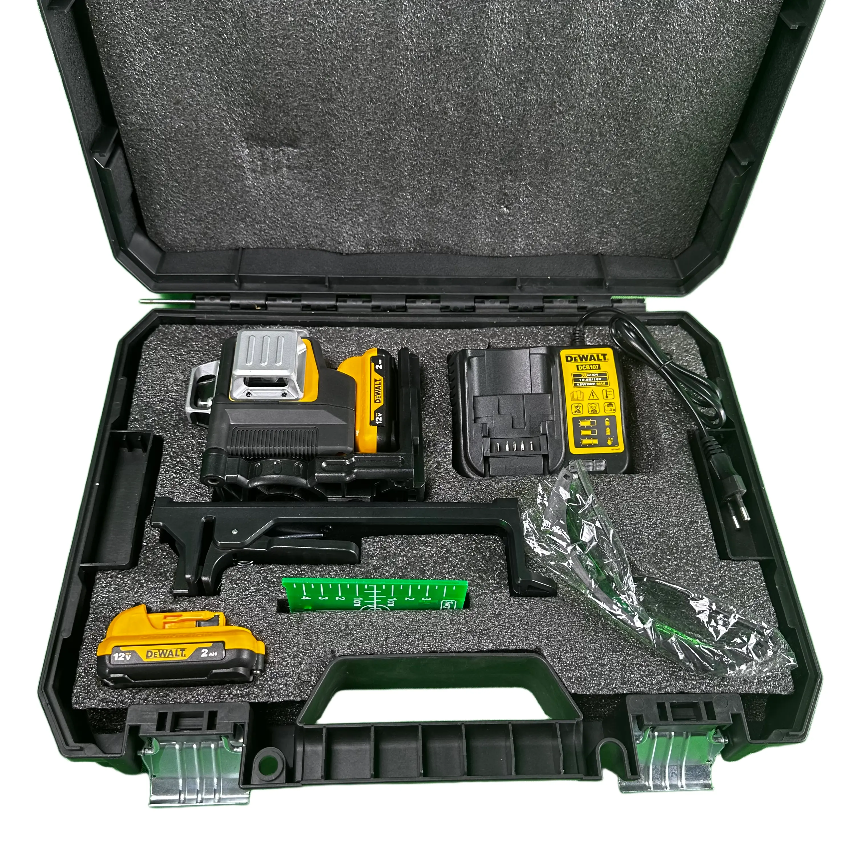 Dewalt Green Beam Auto Self-Balancing Laser Level Tool Kit with Complete Accessories, Protective Storage Box, Magnetic Support Base, Target Board for Woodworking, Home Remodeling Compact Corded electric