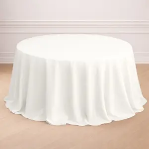 Polyester Round Tablecloth 132" Ivory - Seamless Finish Table Cover