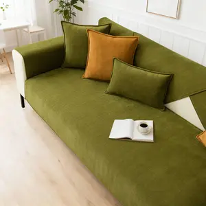 Solid Color Sofa Cover, Washable Couch Slipcover for Living Room Bedroom Office Dorm,  Non-Slip Pet Friendly Furniture Protector