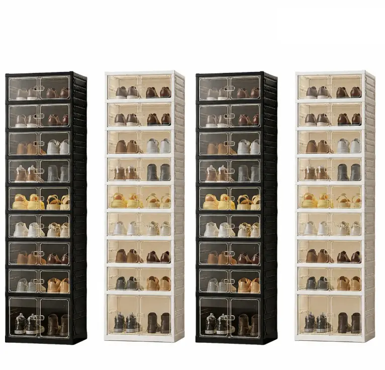 9-Layer Dustproof Multifunctional Foldable Storage Box - Portable Extra-Large Folding Closet Organizer with Magnetic Transparent Door,  for Attic, Bedroom, Men's and Women's Footwear