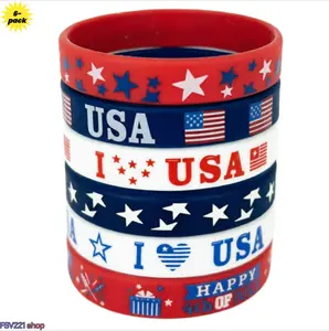 Patriotic USA Red, White, Blue Silicone Wristbands - 4th of July Independence Day Holiday Party Accessories outdoorfun