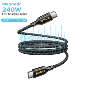 Scigold USB C to USB C Cable, 240W 3FT Magnetic Type C Charger Fast Charging Cord, On The Go Magnetic Charging Cable for Car, Compatible with iPhone, iPad & Android