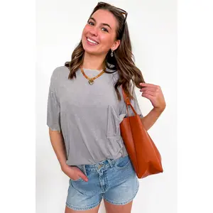 Rylee Mineral Wash Ribbed Relaxed Pocket Top - BACK IN STOCK