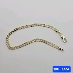 Bracelet Cuban Link Diamond cut Style Laminated-Gold 7.5 Inches 4 Millimeters for Small adults and teens Size Jewelry Accessory