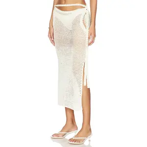 My Beachy Side Dune Hand-crocheted Maxi Skirt in Ivory