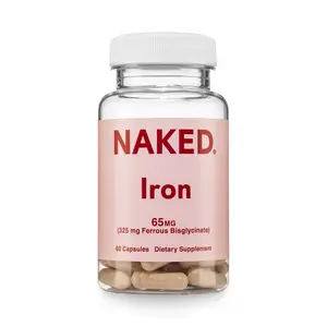 Naked Iron - 60 Capsules, 65mg (325 mg Ferrous Bisglycinate) - Made in USA - Certified Vegan, GMO & Gluten Free