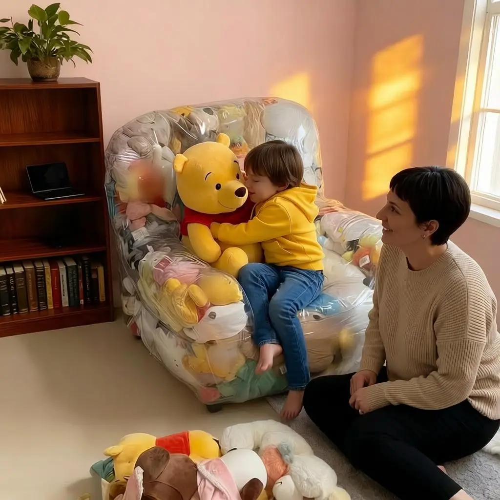 Toy Storage Bag - Dual Use Collapsible Plush Organizer for Stuffed Animals | No Assembly Soft Padded Pouch Converts to Floor Seat | Space Saving Easy Clean Bin for Bedroom Living Room