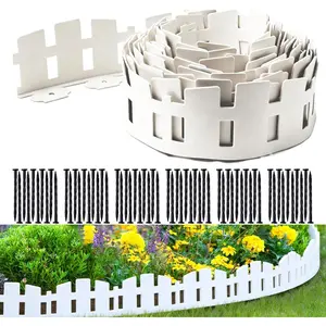 Garden Edging 33FT , 4.6IN Tall White Landscape Edging Border with 60 Stakes, Flexible Plastic Lawn Edging for Yard, Flower Beds,Tree Rings, Walkways & Garden Borders(Square-White)