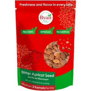 Byait Raw Bitter Apricot Seeds 16 Oz (1 LB), Turkish Bitter Apricot Kernels, All Natural, Vegan, Gluten Free