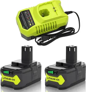 Upgraded 8000MAH 6000MAH P108 & P117 Charger Replacement for Ryobi 18V Battery and Charger Combo Compatible with Ryobi 18V Battery P102 P103 P104 P105 P107 P190 P109 Cordless Power Tools