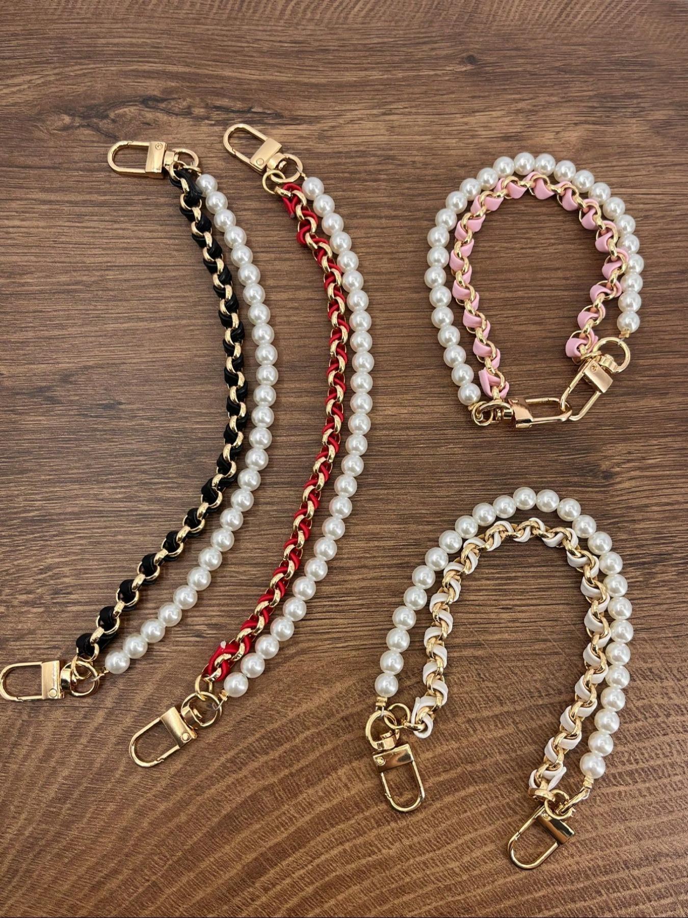 Fashionable Solid Color Pearl Extended Chain, Fashionable Chain Strap, Stylish Bag and Handbag Accessory for Everyday Use, Trendy Mobile Chain, Phone Lanyard