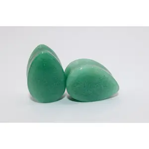 Natural Crystal Aventurine Teardrop Double Flare Plugs-Gauges for Stretched Ears, Grounding Jewelry Supporting Growth, Luck, Compassion, Emotional Balance, Heart Chakra Energization