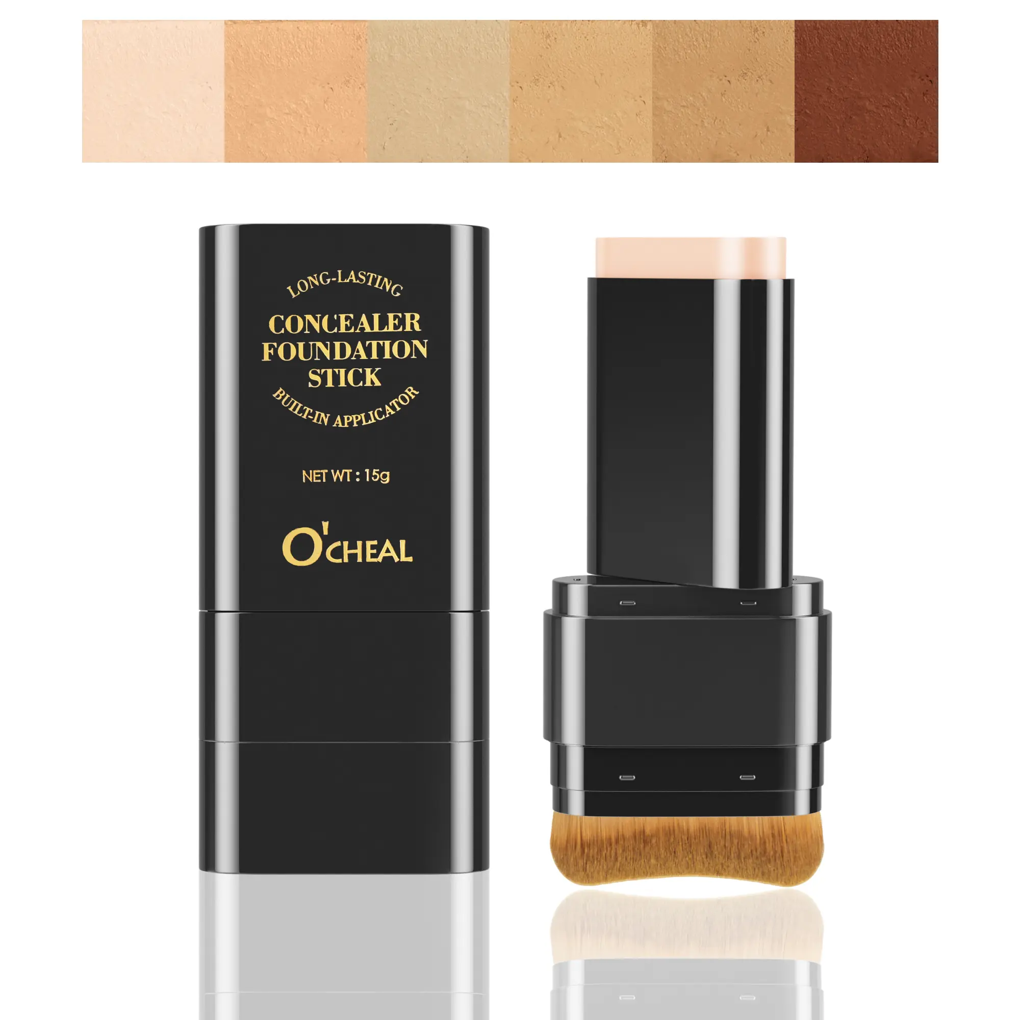 Get Flawless Fast: O'CHEAL's Long-Wear Foundation&Contour Duo Stick w/ Applicator FoundationConcealerMakeup