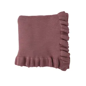 Mauve KNIT RUFFLE BLANKET 100% Cotton Ultra Soft Cozy Breathable for Babies Toddlers 40 in x 30 in Perfect for Cuddles Stroller Nursery Decor