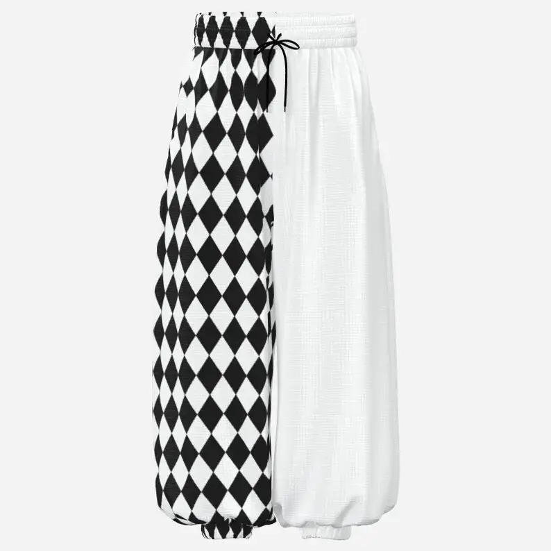 Harlequin Jester Split Bloomers Oversized Baggy Clown Pants Elastic High Waist Drawstring Costume Pantaloons
