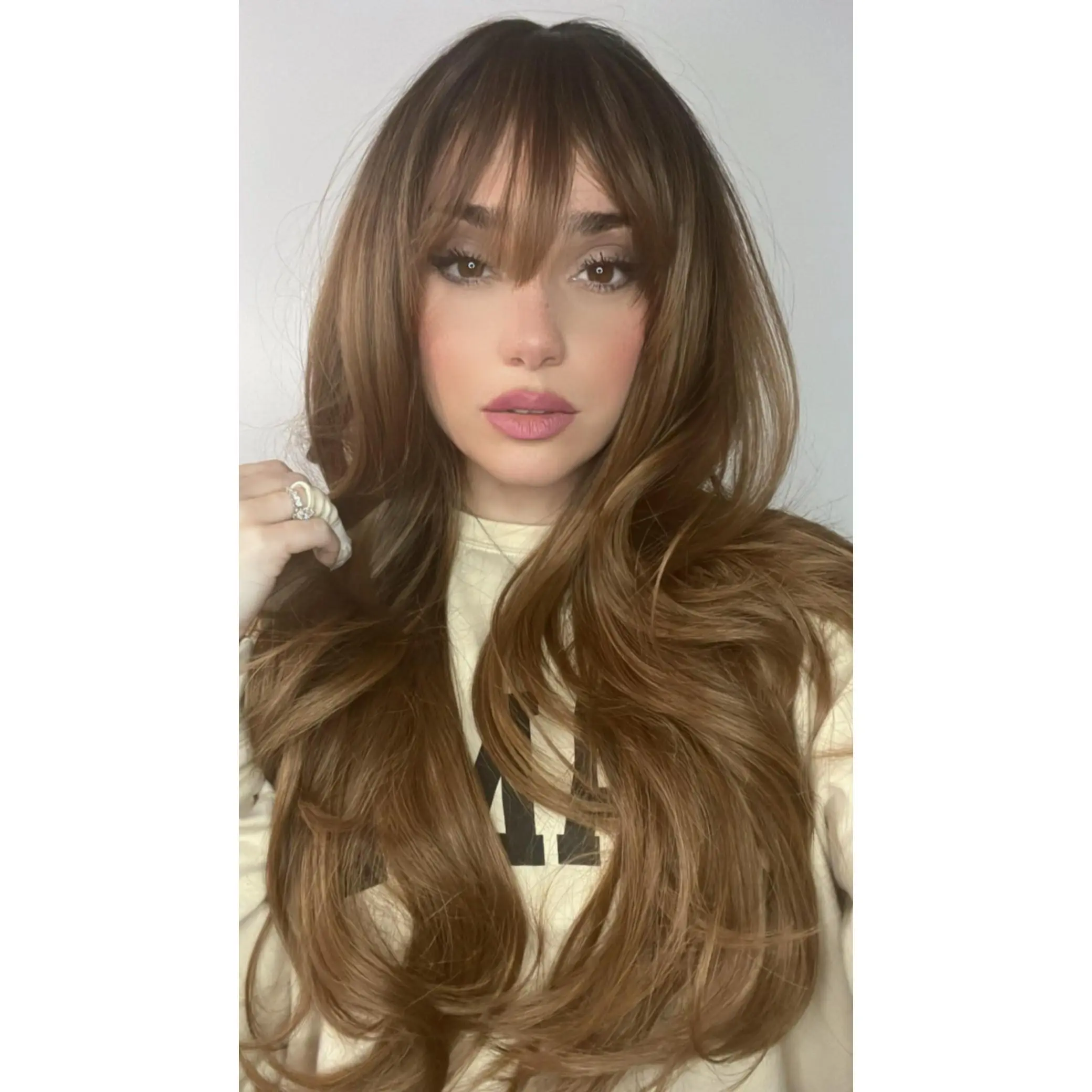 EllaRae | Brooklyn Style Wig | Long Honey Brown Layered with Bangs
