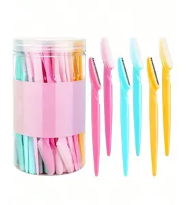 12pcs Luxury Facial Hair Removal Kit Premium Eyebrow Razors Makeup Tool Sets, Ergonomic Design With Safety Cap, Portable Travel Case, Easily Grooms Eyebrows , Stylish Metal Surface, Eyebrow Contouring Pen, Facial Hair Removal Device