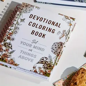 Adult Coloring Book for Relaxation & Creativity, Floral Illustrations, Guided Meditation Tips, Elegant Cover Design, Plant Art Painting, Devotional Coloring Book