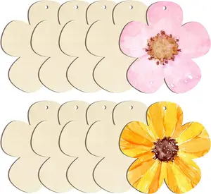 Large Size 7" Wooden Spring Ornaments to Paint, Flower Wooden DIY Blank Unfinished