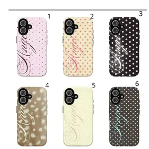 Aesthetic Floral Swirl Phone Case  Vintage Leaf Pattern, Soft Pink Polka Dot & Stripe Design Cover For iPhone 17 Pro Max 16 15 14 13 12 11