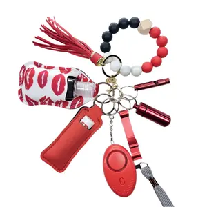 Red | Beaded Keychain Set