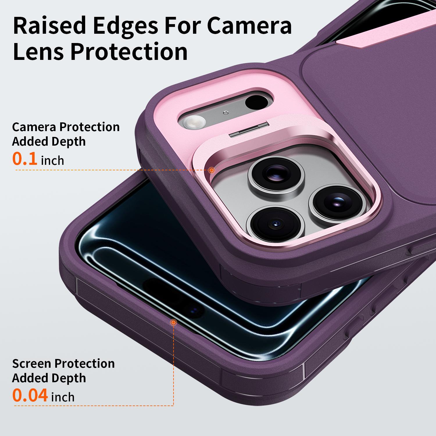 For iPhone 17 Pro Max 16 15 14 13 12 Case with Stand, Drop Proof 2-Layer Full Body Protection, Heavy-Duty Shockproof Protection, Rugged Phone Cover