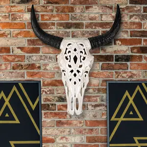 Carved Faux Steer Skull, 19"