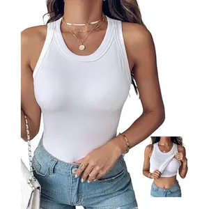 Women Tops Tank Tops with Built-in Bra for Women Sleeveless Racerback Shirts Casual Ribbed Fitted Tops