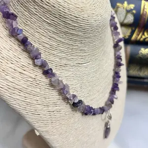 CHIC ELEGANT JEWELRY , Sterling Silver, Amethyst & Labradorite NECKLACE
