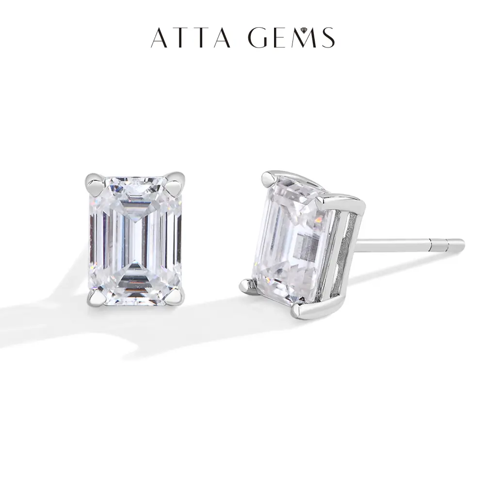 Women's 1CT Synthetic Moissanite Square Stud Earrings, Daily Wear Jewelry, Birthday Present (E030) by summerwins,summerwins