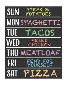 Weekly Meal Planner Chalkboard Sign - 11.5x14.5 Reusable Weekly Planner - Dinner Menu Board, Chore Chart, and Business Hours Sign - Wall Mount