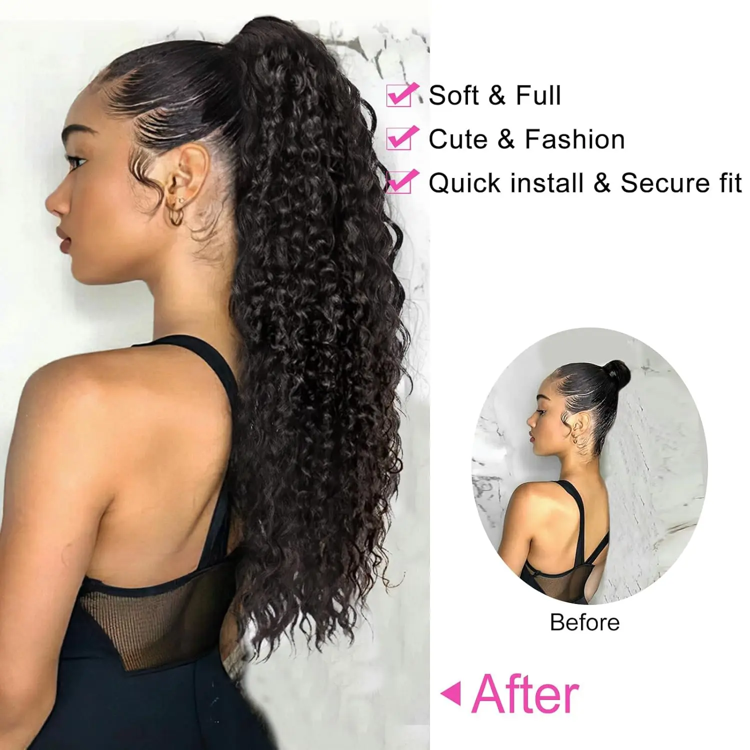Long Synthetic Ponytail Extensions 26 Inch Soft Fluffy Natural for Daily Wear Sofeiyan Long Braid Ponytail Extension with Hair Tie Fluffy  main image 3