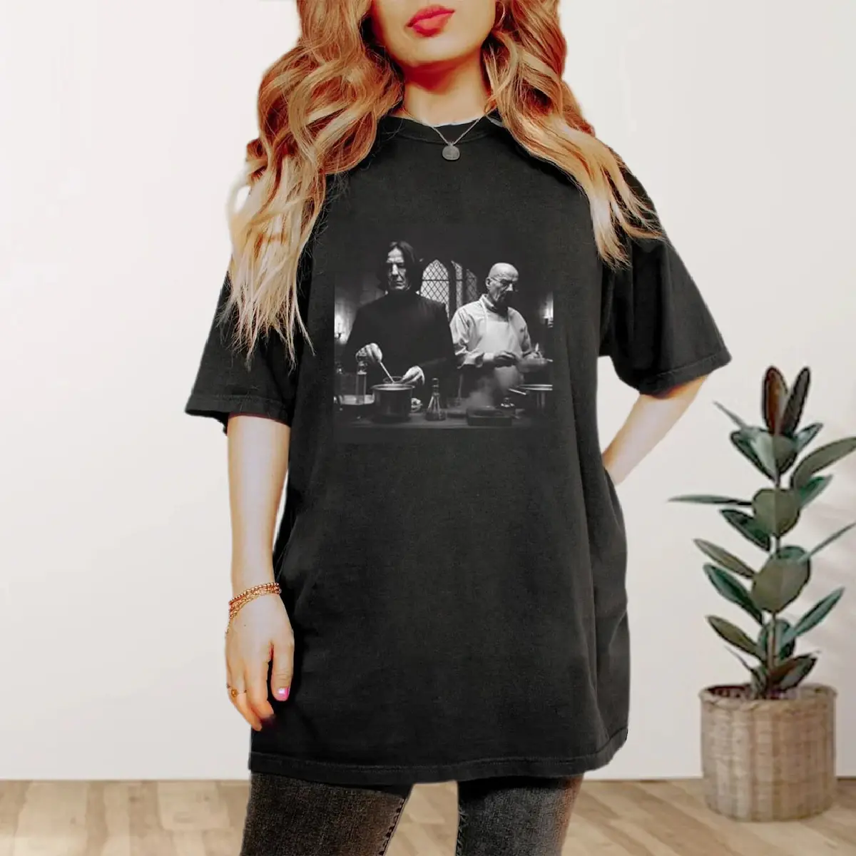 Severus Snape and Walter White in Lab Shirt Wizard House Christmas Birthday Gift Breaking Bad Tee Potterhead Potter Book 90s Vintage Shirt Top Womenswear Casual Fashion Casual Fashion