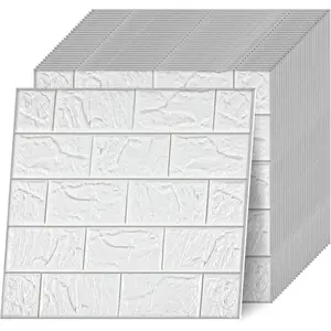 30 Pcs 3D Wall Panels Peel and Stick, White Brick Wallpaper Peel and Stick Waterproof Faux Brick Wall Panels Decorative Self Tiles for Walldecor, Home Decoration