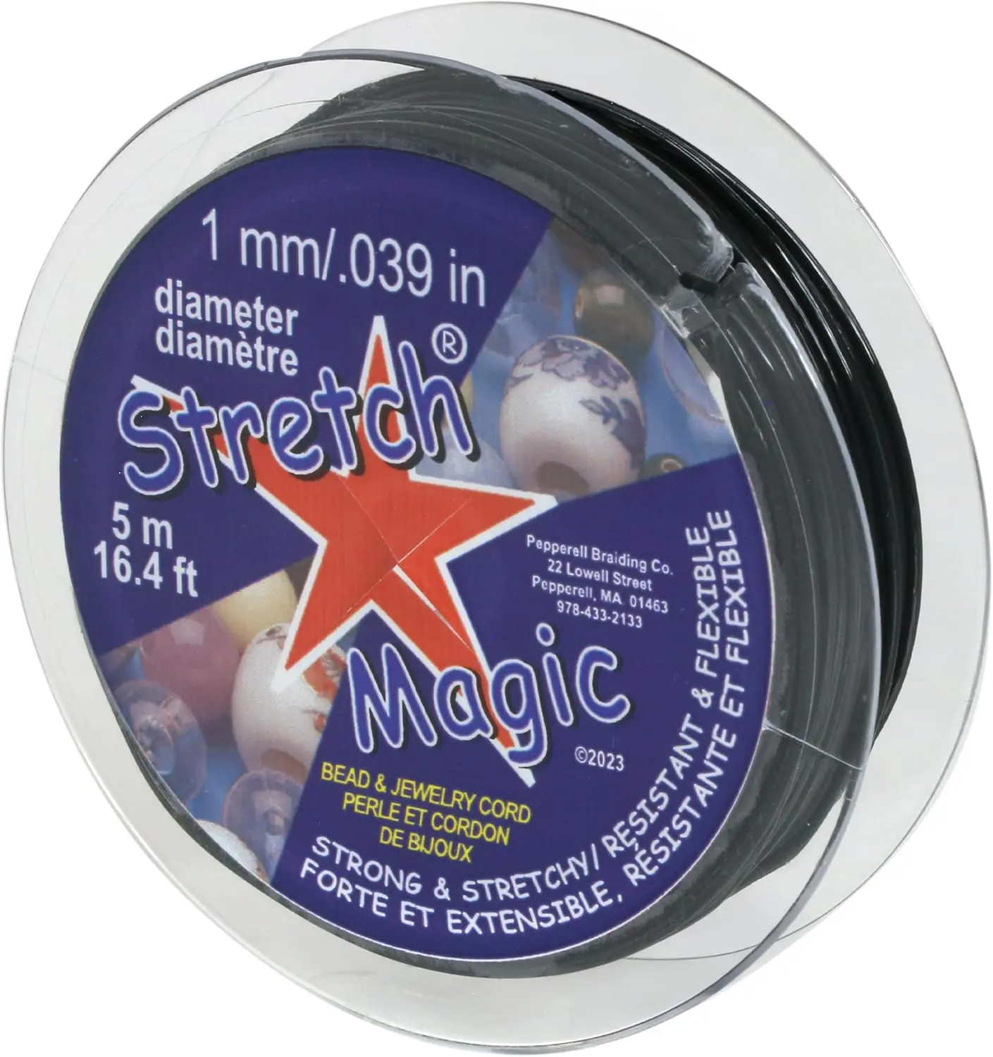 Stretch Magic Elastic Beading Cord - Black, 1mm Diameter, 5m (16.4ft), Easy to Knot, Strong & Stretchy String for Beaded Jewelry Making