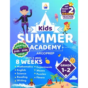 Summer Academy by ArgoPrep - Grades 1-2: 8 Weeks of Math, Reading, Science, Logic, Fitness and Yoga | Online Access Included |  Summer Learning Loss - Paperback