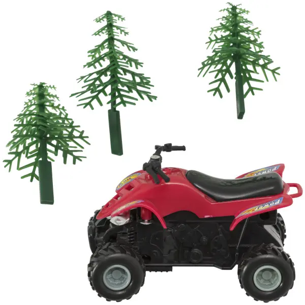 ATV Cake Topper with Green Tree Decorations for ATV Themed Cakes
