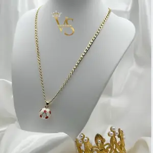 Valdes Luxury Kids Soccer Ball Pendant Necklace, 14K Gold Plated Chain, High Quality Everyday Wear