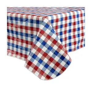 Design Imports Red,White & Blue Check Vinyl Tablecloth 60x84