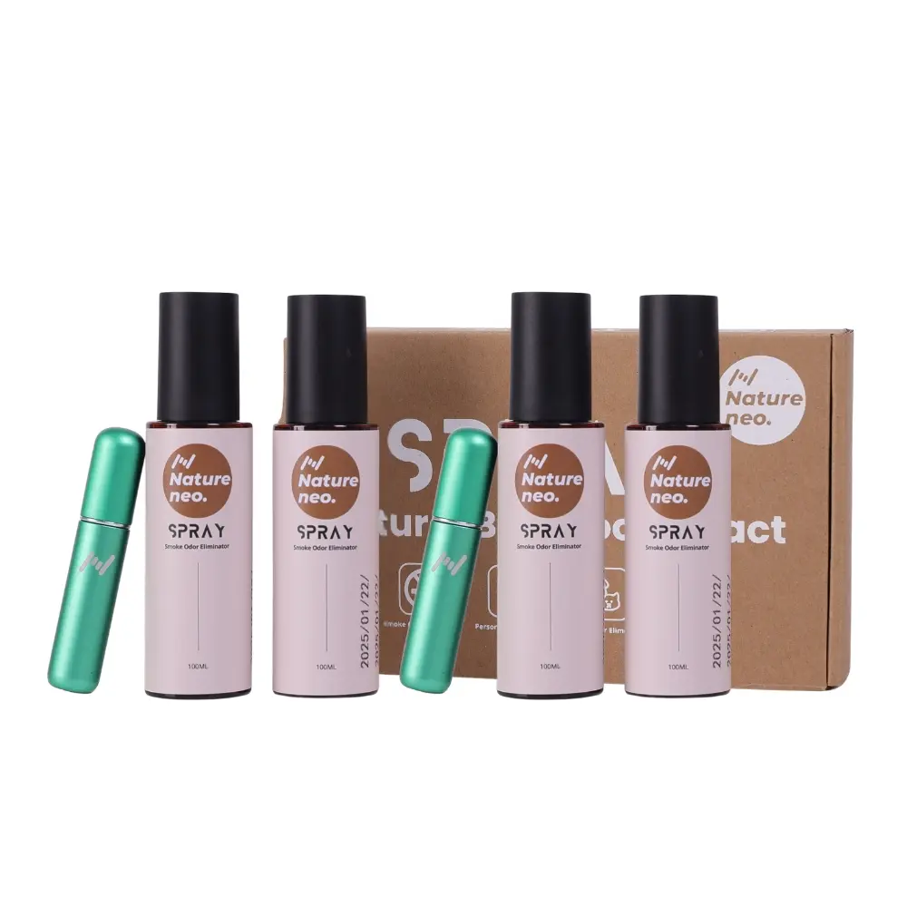 High-Performance Smoke Odor Eliminator | Safe & Powerful | Double Set – 4 Sprays (100ml) + 2 Refillable Aluminum Bottles