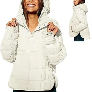 Womens Oversized Puffer Jacket Quilted Dolman Hoodies Pullover Long Sleeve Lightweight Warm Tops Coat