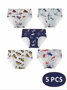 Boys' Dinosaur & Car & Space Print Underwear, Casual Underwear Brief, Breathable Comfortable Underwear for Boys, Boys Underwear for Daily Wear