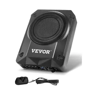 VEVOR 10 440W Underseat Car Subwoofer, Slim Powered Car Subwoofers with Blue Ambient Light, Low Profile Audio Sub Under the Seat with Built-in Amplifier, Remote Controller for SUVs, Car, Truck, RV