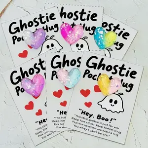 Acrylic Resin Cute Heart Dog Pocket Hugs, Mini Decorative Animal Cards, Sentimental Gifts for Family & Friends, Mixed Colors