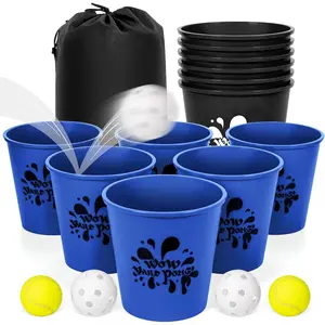 Giant Yard Pong,Yard Games with Durable Buckets and Balls, Outdoor Game with Carry Bag for The Beach,Lawn, Great Gift Choice for Families(Blue and Black)