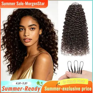 MorgenStar Jerry Curly  Pre-Separated Brown Hair  Crochet Hair Human Hair Extensions Miracle Knots Pre-Separated 50g/Pack – Knotless Boho Braids,, Protective Hairstyles Vacation Hair #Summervibe# MorgenStarCrochetNewArrivals