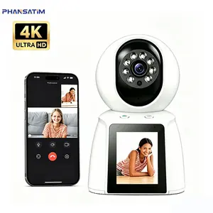 4K Indoor Security Camera, 360° Auto Tracking Baby/Pet Monitor, 2-Way Audio Video, AI Alarm, App Remote, 2.8" Screen for Elder/Home night vision cam