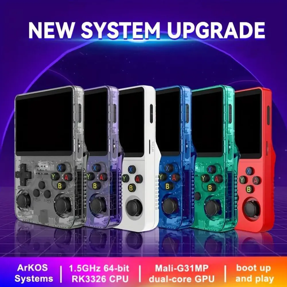 WUDS R36s Handheld Console Retro Digital Video Device, 32GB+64GB TF Card 3.5 Inch IPS Screen, 3000mAh Battery, 8 Hours Standby, Blue Portable Electronics